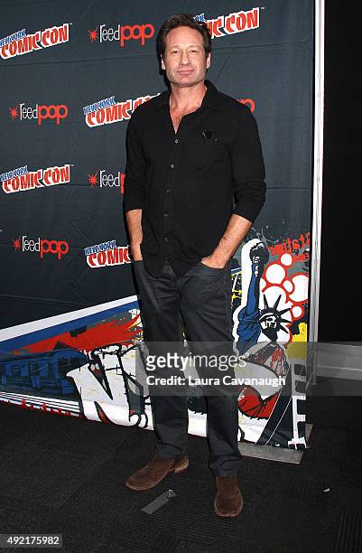 David Duchovny of "The X-Files" attends New York Comic-Con 2015 day three at The Jacob K. Javits Convention Center on October 10, 2015 in New York...