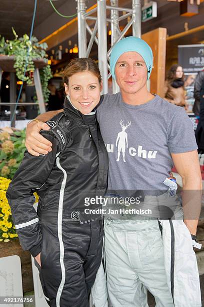 Katrin Hess and Daniel Roesner pose for a picture during the Alpin Juwel Cart Trophy 2015 on October 10, 2015 in Saalbach-Hinterglemm, Austria.