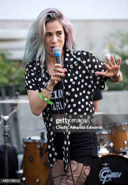 Singer Alexandra Starlight of Alexandra & The Starlight Band performs onstage as part of the Venice Art Walk and Auctions at Google Headquarters on...