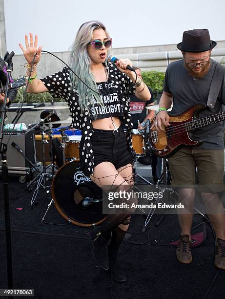 Singer Alexandra Starlight of Alexandra & The Starlight Band performs onstage as part of the Venice Art Walk and Auctions at Google Headquarters on...