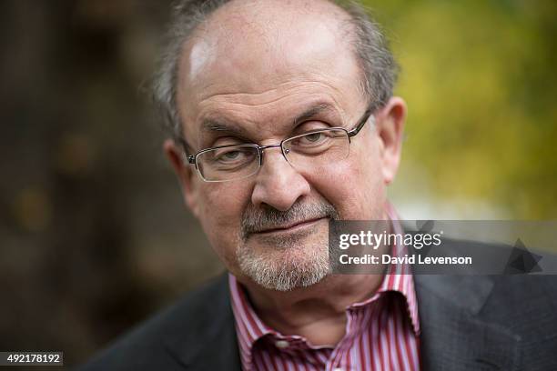 Salman Rushdie, writer, at the Cheltenham Literature Festival on October 10, 2015 in Cheltenham, England.