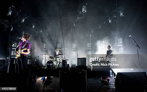 Kieran Shudall, Colin Jones and Sam Rourke of Circa Waves perform at the O2 Academy Brixton on October 10, 2015 in London, England.