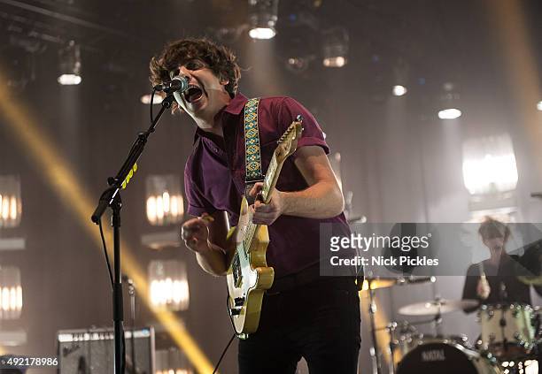 Kieran Shudall of Circa Waves performs at the O2 Academy Brixton on October 10, 2015 in London, England.