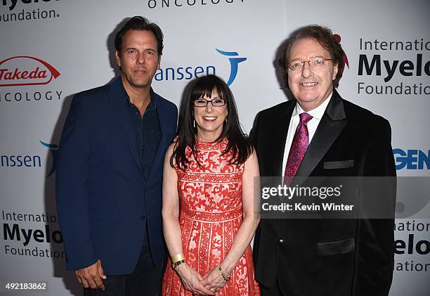 Actor Jay Huguley, International Myeloma Foundation President Susie Novis and Dr. Brian Durie attend the 9th Annual Comedy Celebration, presented by...