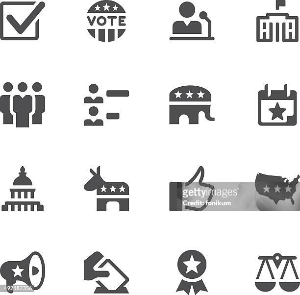 ilustraciones, imágenes clip art, dibujos animados e iconos de stock de elecciones y la política de iconos - partido republicano norteamericano