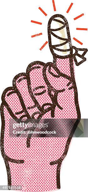 grunge bandaged finger illusration - gauze stock illustrations