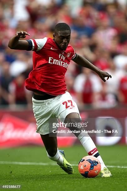 Yaya Sanogo of Arsenal in action during the FA Cup with Budweiser Final match between Arsenal and Hull City at Wembley Stadium on May 17, 2014 in...