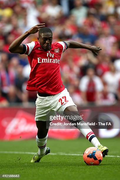 Yaya Sanogo of Arsenal in action during the FA Cup with Budweiser Final match between Arsenal and Hull City at Wembley Stadium on May 17, 2014 in...