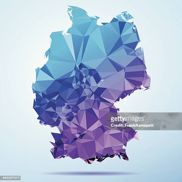 deutschland polygon triangle karte blau - origami stock-grafiken, -clipart, -cartoons und -symbole
