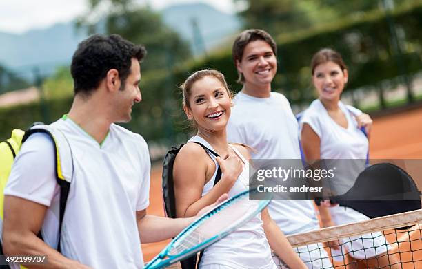 group of tennis players - tennis club stock pictures, royalty-free photos & images