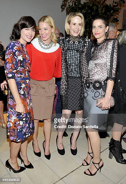 Actresses Selma Blair, Elizabeth Banks Sarah Paulson and Amanda Peet, all wearing Bottega Veneta, attend the Hammer Museum Gala in Garden sponsored...