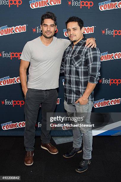 Actor D.J. Cotrona and Jesse Garcia pose in the press room for Marvel's "From Dusk till Dawn: The Series" during New York Comic-Con Day 3 at The...