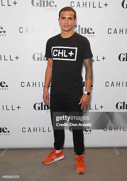 Tim Cahill poses during the launch of his Cahill+ clothing range on October 11, 2015 in Sydney, Australia.