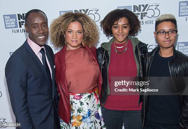 Don Cheadle, Bridgid Coulter, Imani Cheadle and Ayana Tai Cheadle attend the 53rd New York Film Festival closing night gala screening of "Miles...