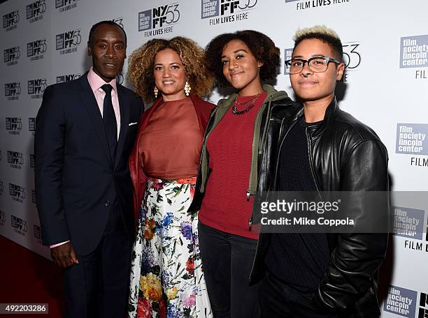 Filmmaker Don Cheadle, Bridgid Coulter, Imani Cheadle and Ayana Tai Cheadle attend 53rd New York Film Festival Closing Night Gala Screening of "Miles...