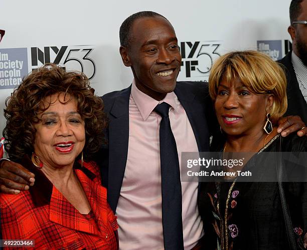 Francis Davis, filmmaker Don Cheadle, and Cheryl Davis attend 53rd New York Film Festival Closing Night Gala Screening of "Miles Ahead" at Alice...