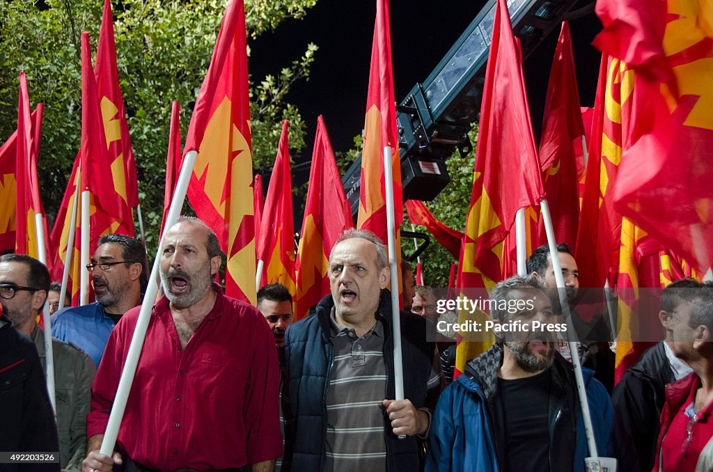 The supporters of General Secretary of KKE (Communist Party...