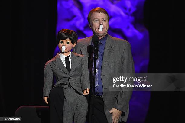 Ventriloquist Jay Johnson performs onstage during the 9th Annual Comedy Celebration, presented by the International Myeloma Foundation, at The...
