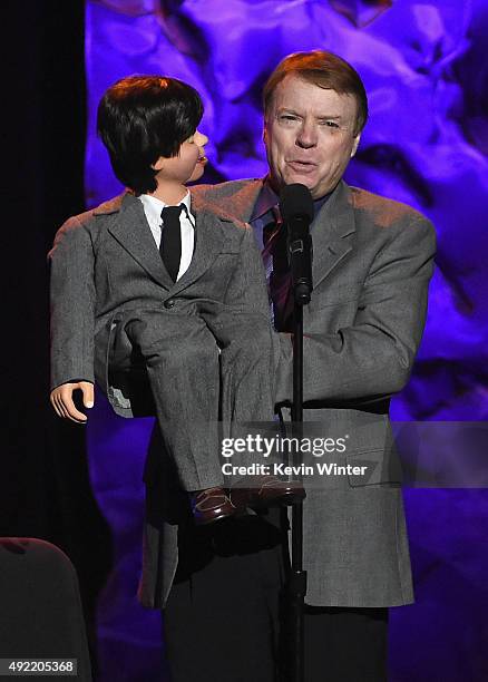 Ventriloquist Jay Johnson performs onstage during the 9th Annual Comedy Celebration, presented by the International Myeloma Foundation, at The...