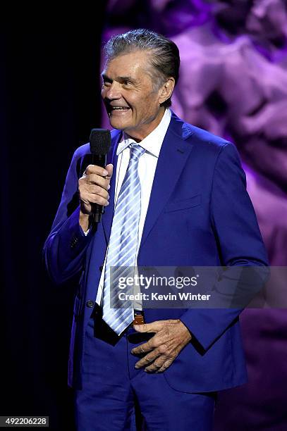 Host Fred Willard speaks onstage during the 9th Annual Comedy Celebration, presented by the International Myeloma Foundation, at The Wilshire Ebell...