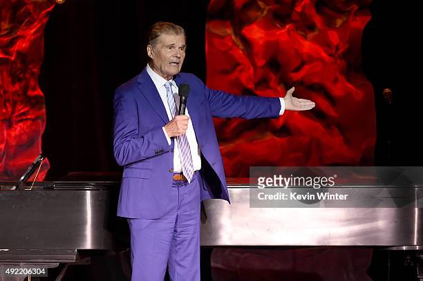 Host Fred Willard speaks onstage during the 9th Annual Comedy Celebration, presented by the International Myeloma Foundation, at The Wilshire Ebell...