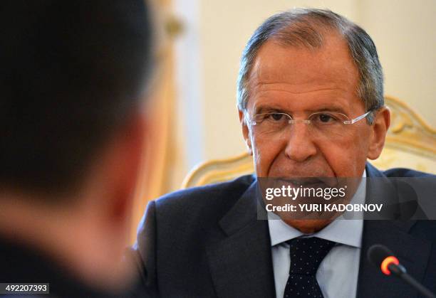 Russian Foreign Minister Sergei Lavrov speaks in Moscow on May 19 during a meeting with his Slovakian counterpart Miroslav Lajcak. Russia's ties with...