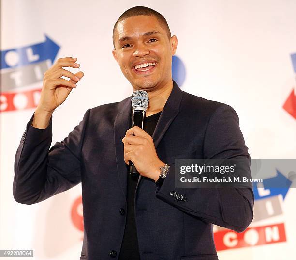 Trevor Noah performs during Politicon at the Los Angeles Convention Center on October 10, 2015 in Los Angeles, California.