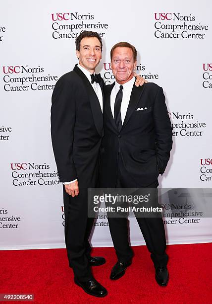 Actors Joe Piscopo Jr. And Joe Piscopo Sr. Attend the USC Norris Cancer Center Gala at the Beverly Wilshire Four Seasons Hotel on October 10, 2015 in...