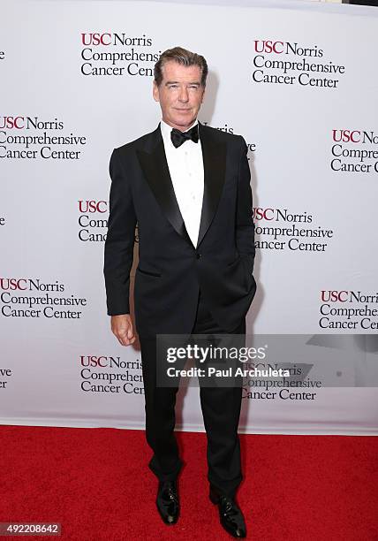 Actor Pierce Brosnan attends the USC Norris Cancer Center Gala at the Beverly Wilshire Four Seasons Hotel on October 10, 2015 in Beverly Hills,...