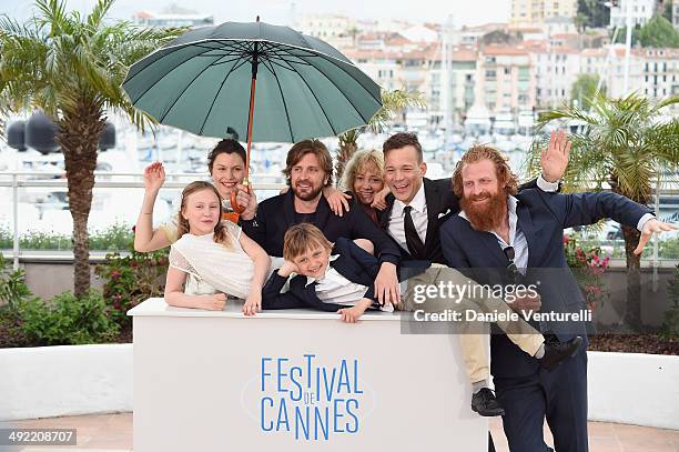 Actress Lisa Loven Kongsli, Clara Wettergren, director Ruben Ostlund, actors Vincent Wettergren, Johannes Bah Kuhnke and Kristofer Hivju attend the...