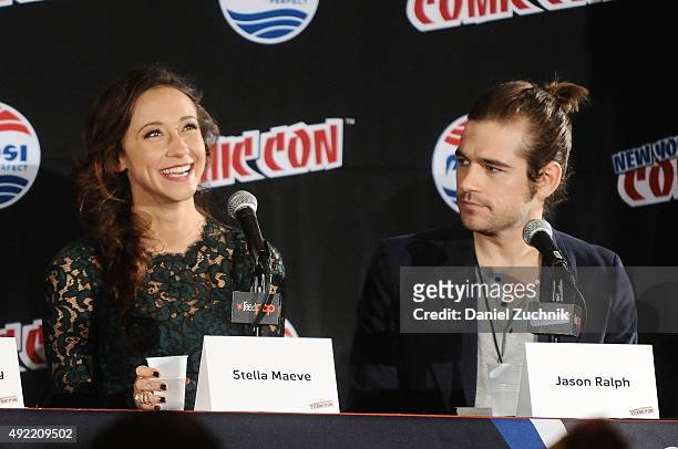 Stella Maeve and Jason Ralph attend 'The Magicians' panel during New York Comic-Con 2015 at The Jacob K. Javits Convention Center on October 10, 2015...