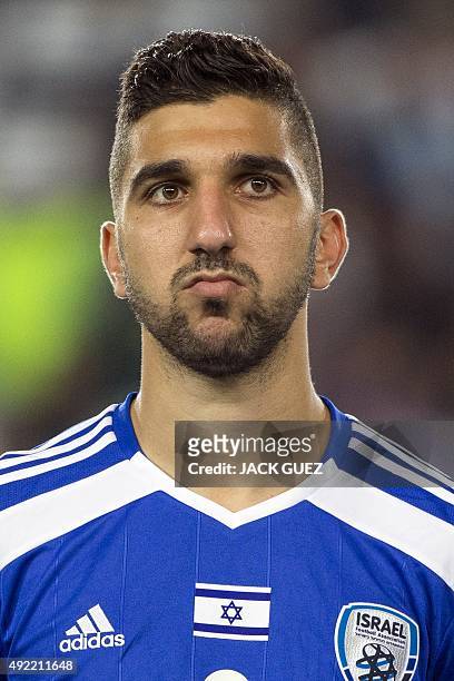 Israels forward Munas Dabbur poses for a picture before their Euro 2016 qualifying football match against Cyprus at the Teddy Kollek Memorial Stadium...
