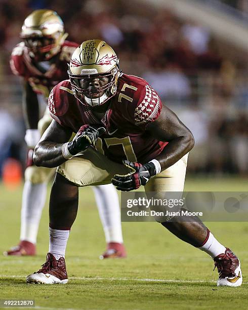 Tackle Roderick Johnson of the Florida State Seminoles during the game against the Miami Hurricanes at Doak Campbell Stadium on Bobby Bowden Field on...