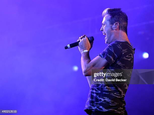 Frontman Michael Fitzpatrick of Fitz and The Tantrums performs at the 10th annual Wine Amplified festival at the Las Vegas Village on October 10,...