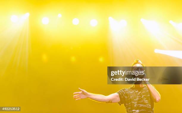 Michael Fitzpatrick of Fitz and The Tantrums performs at the 10th annual Wine Amplified festival at the Las Vegas Village on October 10, 2015 in Las...