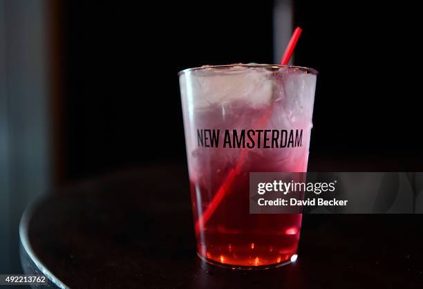 Cocktail is displayed inside the New Amsterdam Speakeasy at the 10th annual Wine Amplified festival at the Las Vegas Village on October 10, 2015 in...