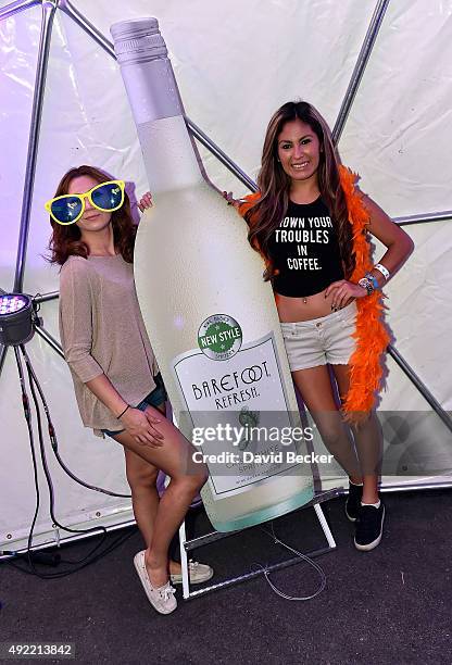 Guests attend the Barfoot Oasis at the 10th annual Wine Amplified festival at the Las Vegas Village on October 10, 2015 in Las Vegas, Nevada.