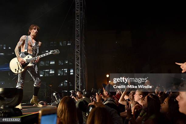 Justin Hawkins of The Darkness performs onstage during Festival Supreme 2015 at The Shrine Auditorium on October 10, 2015 in Los Angeles, California.