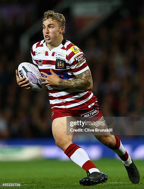 Sam Powell of the Wigan Warriors in action during the First Utility Super League Grand Final between Wigan Warriors and Leeds Rhinos at Old Trafford...