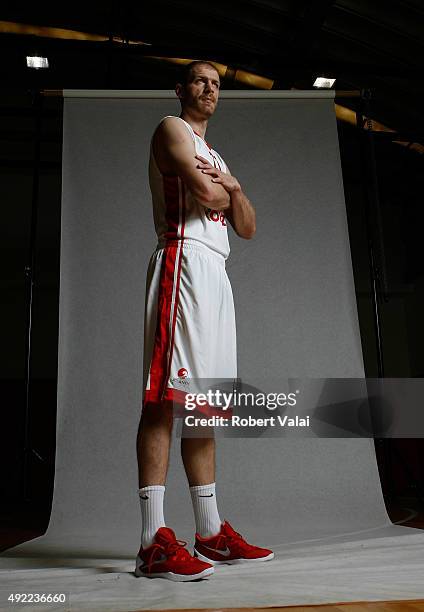 Luka Zoric, #21 of Cedevita Zagreb poses during the 2015/2016 Turkish Airlines Euroleague Basketball Media Day at Cedevita Basketball Dome on...