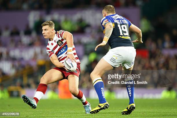 George Williams of Wigan Warriors beofre passing the ball during the First Utility Super League Grand Final between Leeds Rhinos and Wigan Warriors...