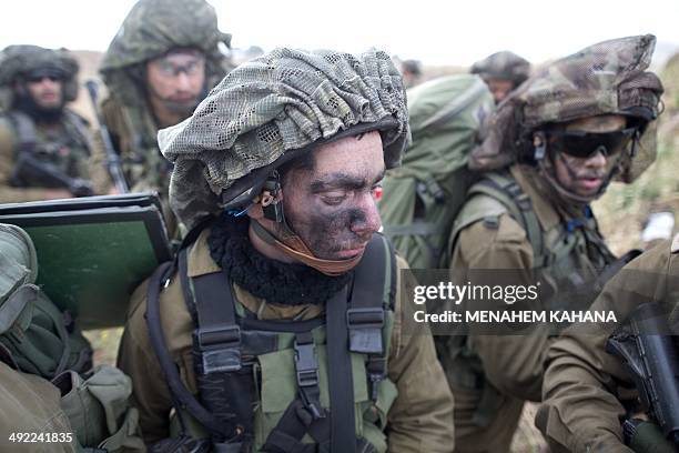 Israeli soldiers of the Jewish Ultra-Orthodox battalion "Netzah Yehuda" take part in their annual unit training in the Israeli annexed Golan Heights,...