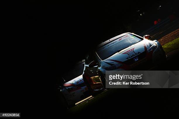 Gordon Shedden of Honda Racing drives during Race Two of the Final Round of the Dunlop MSA British Touring Car Championship at Brands Hatch on...