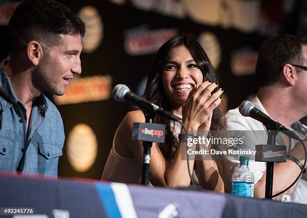 Jon Bernthal and Elodie Yung attend the Netflix Presents The Casts Of Marvel's Daredevil And Marvel's Jessica Jones At New York Comic-Con at Jacob...