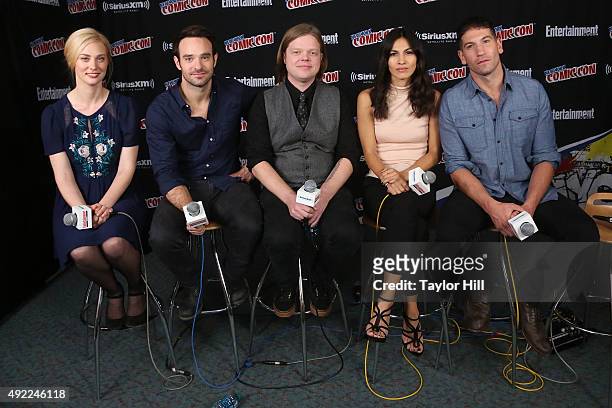 Deborah Ann Woll, Charlie Cox, Elden Henson, Elodie Yung, and Jon Bernthal visit the SiriusXM Studios during New York Comic-Con at The Jacob K....