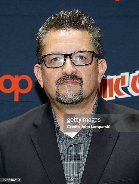 Executive Producer, Lalo Alcaraz attends Boardertown press preview during New York Comic-Con 2015 day 3 at The Jacob K. Javits Convention Center on...