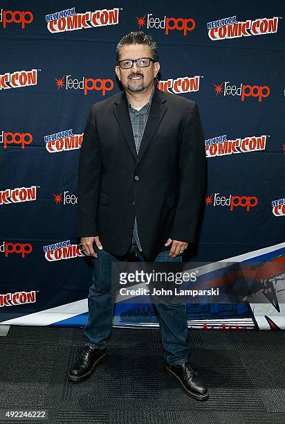 Executive Producer, Lalo Alcaraz attends Boardertown press preview during New York Comic-Con 2015 day 3 at The Jacob K. Javits Convention Center on...