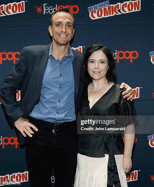 Hank Azaria and Alex Borstein attend Boardertown press preview during New York Comic-Con 2015 day 3 at The Jacob K. Javits Convention Center on...