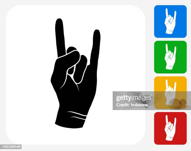 rock and roll hand icon flat graphic design - rocks stock illustrations