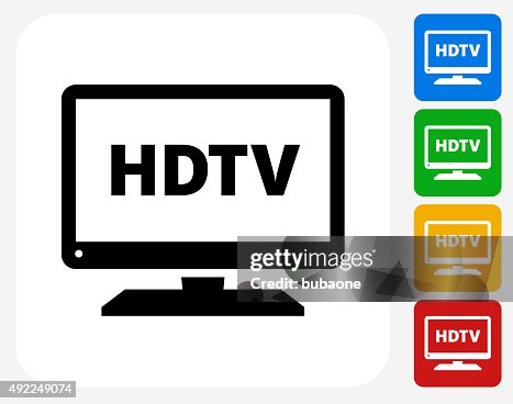 HD TV Icon Flat Graphic Design HD TV Icon Flat Graphic Design